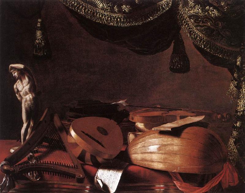 BASCHENIS, Evaristo Still-Life with Musical Instruments and a Small Classical Statue  www